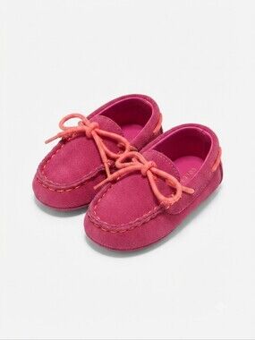 New Cole Haan Infant Pink Suede Grand OS Driving Moccasin Loafers Size 1